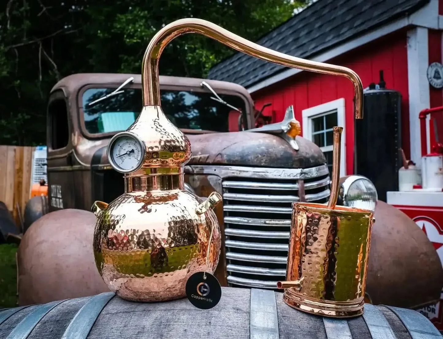 5-Litre Copper Alembic Still – complete kit setup for small-batch essential oil and hydrosol distillation