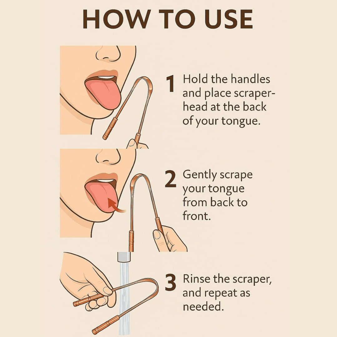 Copper Tongue Scraper Set – 2 - Pack with Bamboo Brush & Travel Case - CopperHolic