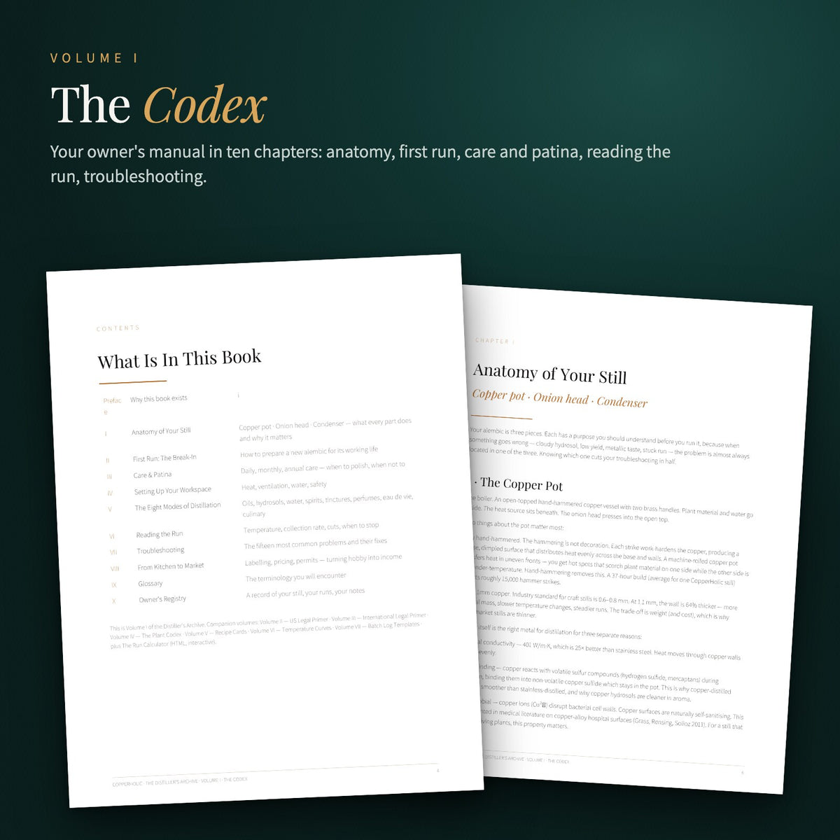 The Codex owner's manual: contents and still anatomy pages