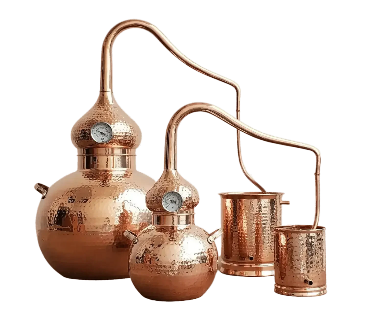 CopperHolic copper alembic still family: 5 litre, 5 gallon and 10 gallon